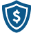 Icon of a dollar sign inside a shield