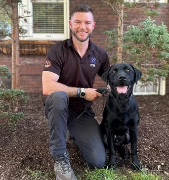 Man with canine