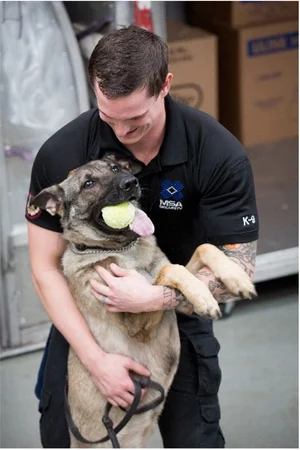 Man with canine